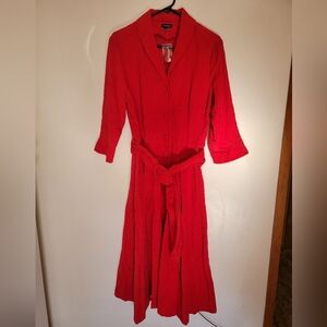 NWOT J Peterman Red Corduroy 50s Dress